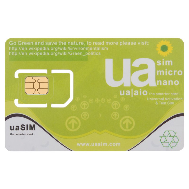 ua SIM - Universal Activation & Test SIM iPhone 3G / 3GS / 4 / 4S / 5 / 5C / 5S / 5SE / 6 / 6 Plus / 6S / 6S Plus / 7 / 7 Plus Compatible