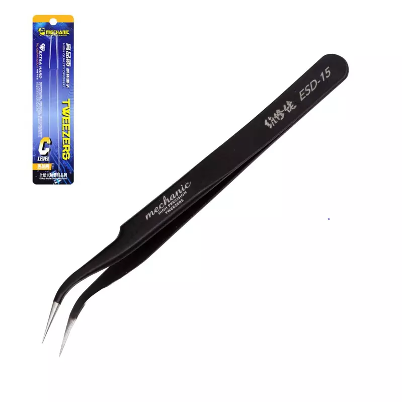 Mounting Tweezers Mechanic ESD-15, (curved, 120 mm)